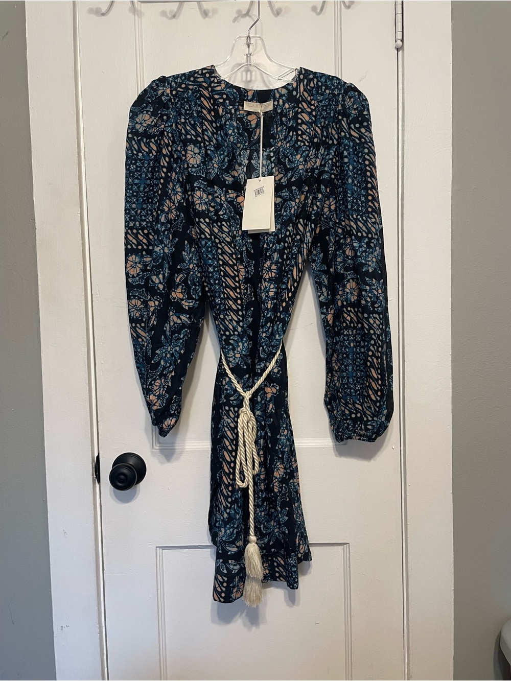 Ulla Johnson Floral Black & Navy dress/cover-up size L NWT